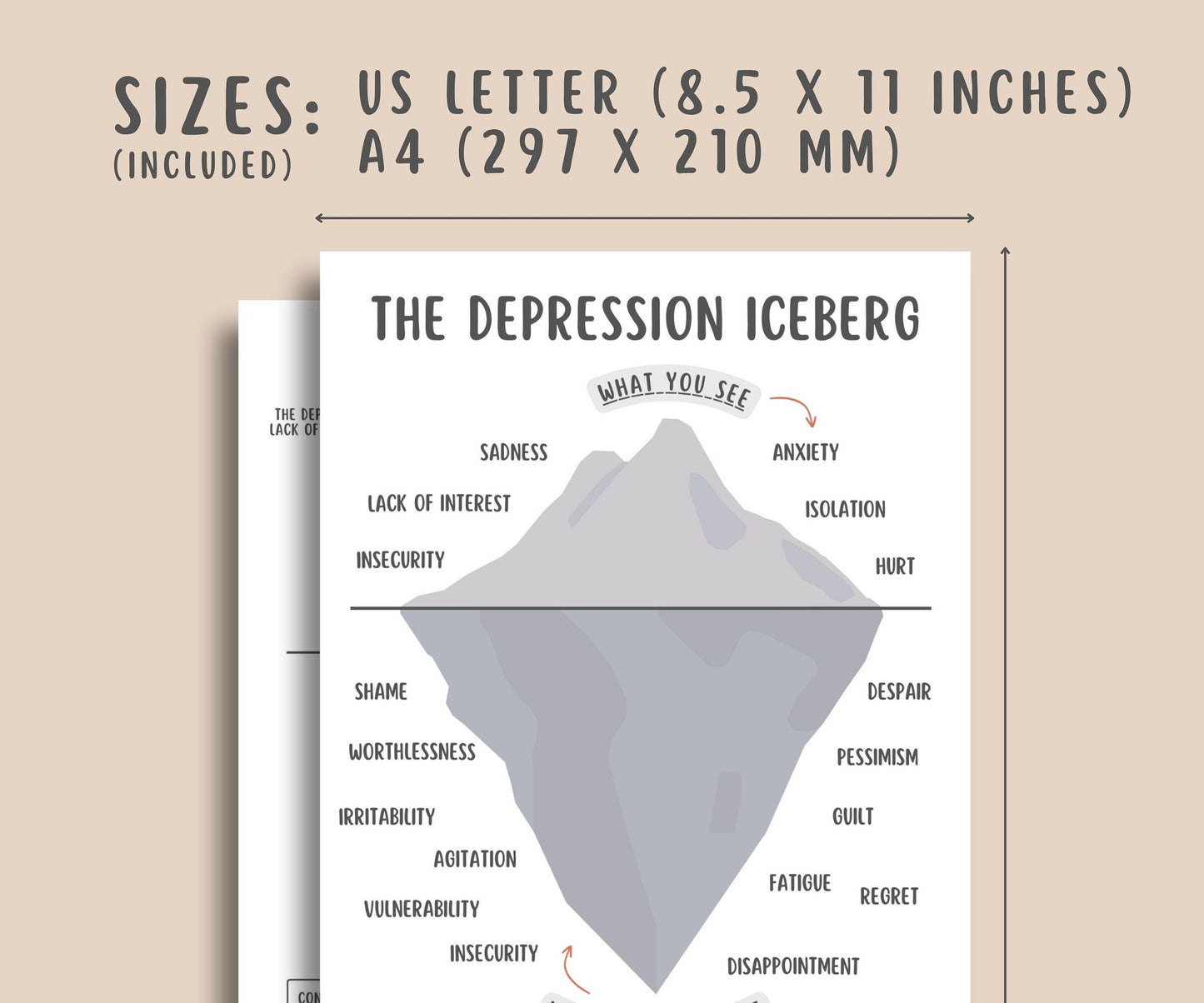 Depression Iceberg Worksheets (set of 2)