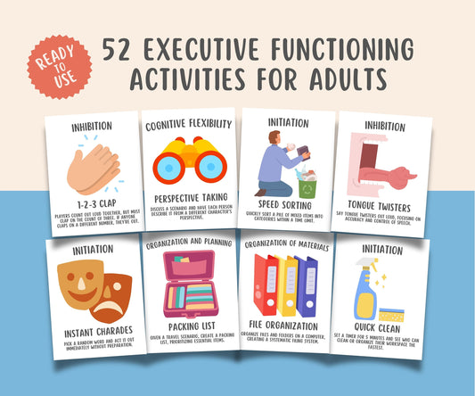 52 ADHD Executive Functioning Activity Flashcards For Adults